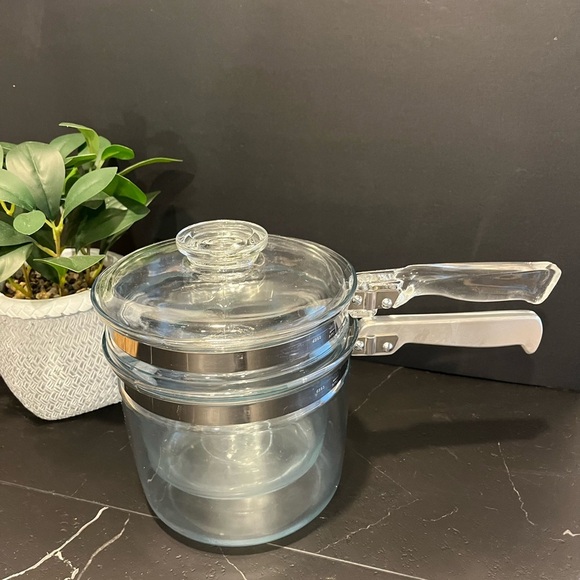 🩶 PYREX USA Double Boiler – Rare Metal Handle – 3 pieces - Picture 3 of 12